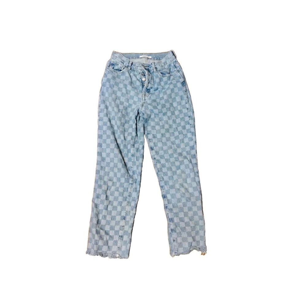 Womens Blue Jeans Pacsun Buttonfly High Rise Straight 25 BOHO Y2K